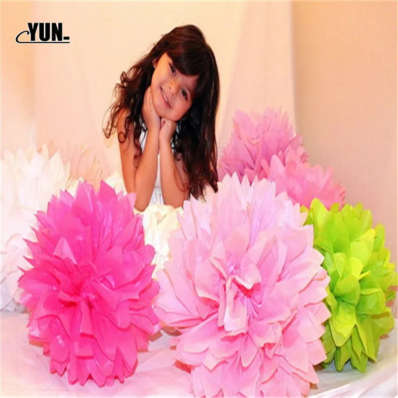 DIY Sizes 1520cm Handmade Flower Balls Paper Pom Poms Hanging Baby Shower Holiday Wedding Decorations 8D (30)