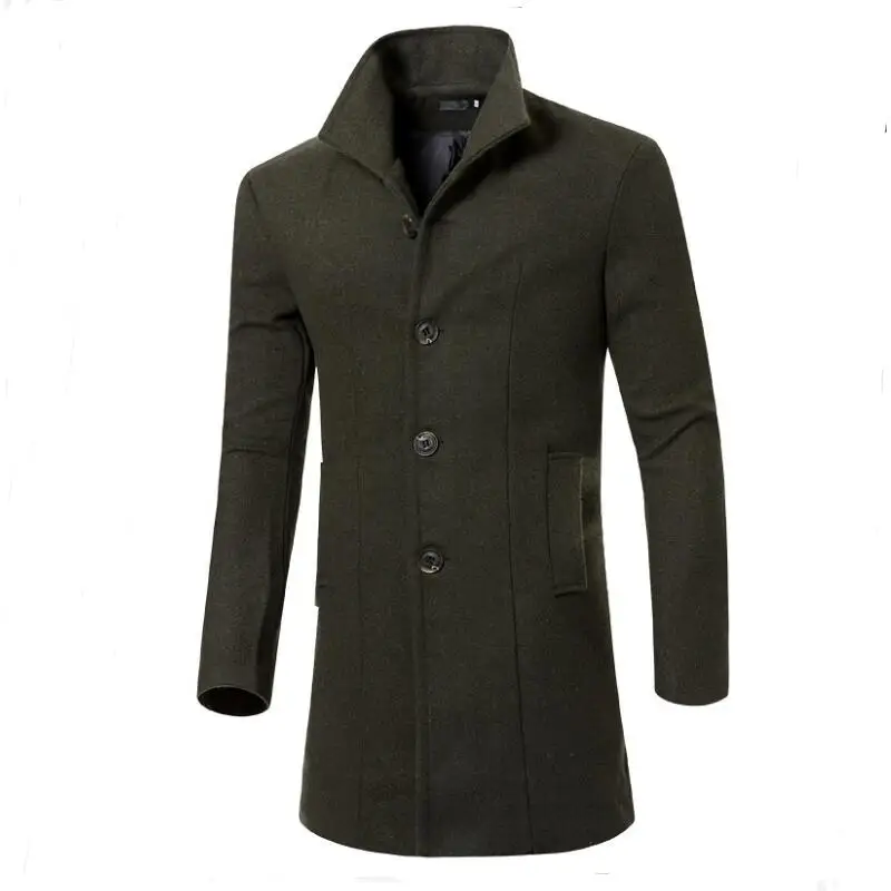 M 3XL!! Mens Full Length Wool Coat Men Trench Manteau