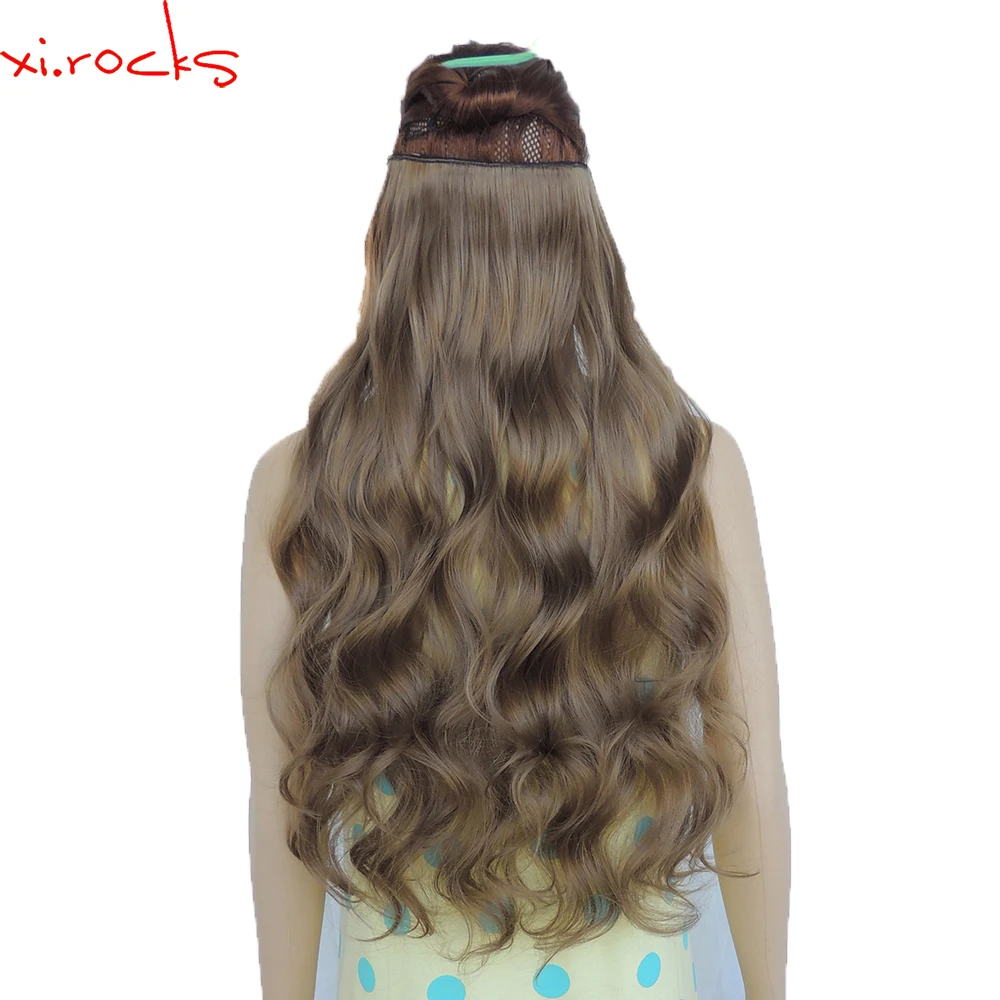 

2 Piece Xi.Rocks 5 Clip in Hair Extension 70cm Synthetic Hair Clips Extensions 120g Curly Hairpin Hairpiece Sandy Taupe Color 68