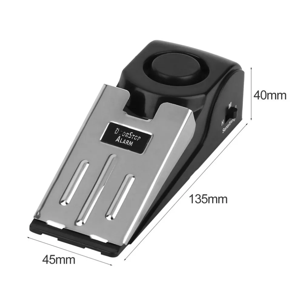 

120dB Mini Wireless Vibration Alarm Door Stop Alarm for home Wedge Shaped Stopper Alert Security System Block Blocking System