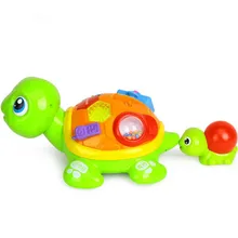 Электронный Питомец родитель-ребенок Черепаха Интерактивная B/O электрическая головоломка животных Черепаха малыш ползает детские игрушки для 6 м