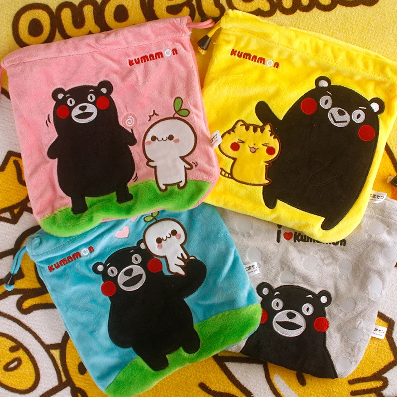 cool 1PCS Kumamon Cartoon Drawstring Bags Cute Plush storage handbags makeup bag Coin Bundle Pocket Purse