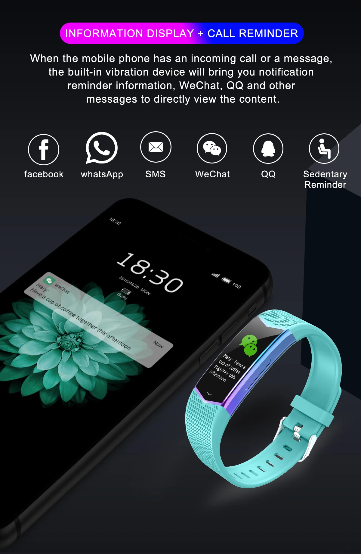 Умный Браслет фитнес-трекер Браслет кровяное давление монитор сердечного ритма с шагомером спортивный браслет для Android IOS Телефон