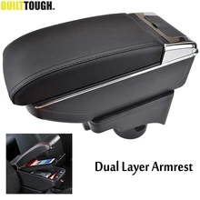 El centro de la consola brazo resto para VW Golf 6 08-13 Mk6 Jetta 5 06-11 2012 Vento carro doble capa reposabrazos caja de almacenamiento Copa 2009