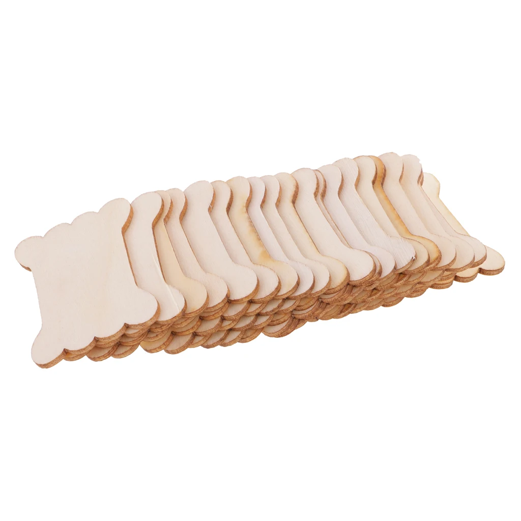 

20pcs Packed Natural Wood Thread Bobbins Spool Bone Shaped for Storage Holder Cross Stitch Embroidery Floss Sewing Tools