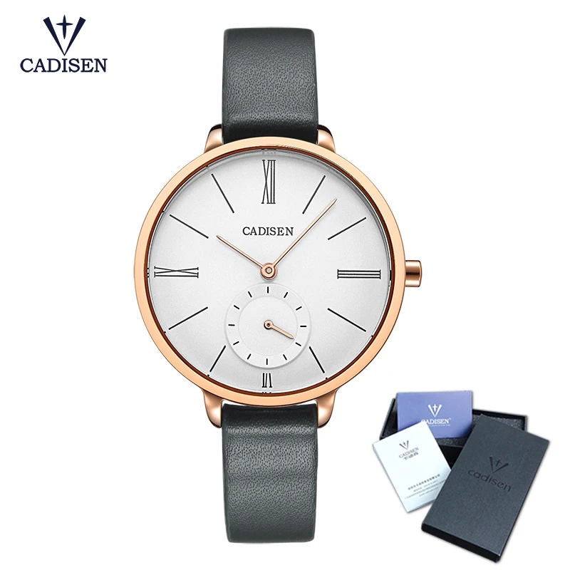 

Hot CADISEN Brand Quartz Lady Watch Waterproof Women's fashion Watch Genuine Leather Upscale Large Dial Gift Wristwatches