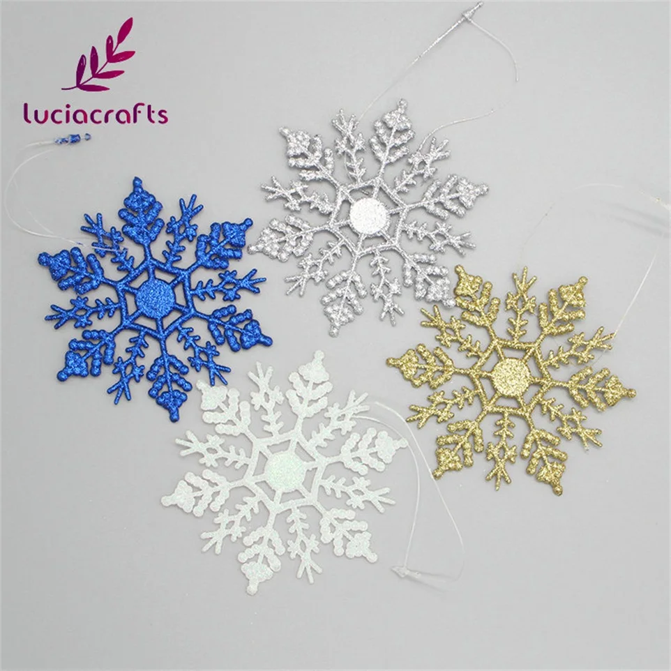 Lucia Crafts 2pcs/8pcs Plastic Snowflakes Christmas Tree Pendant Xmas
