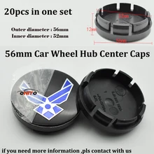 20 PÇS/SET 56mm ABS Emblema Do Carro Roda hub Caps emblema Do Carro Adesivos LOGOTIPO azul Marinho Auto Modificado centro de roda tampas