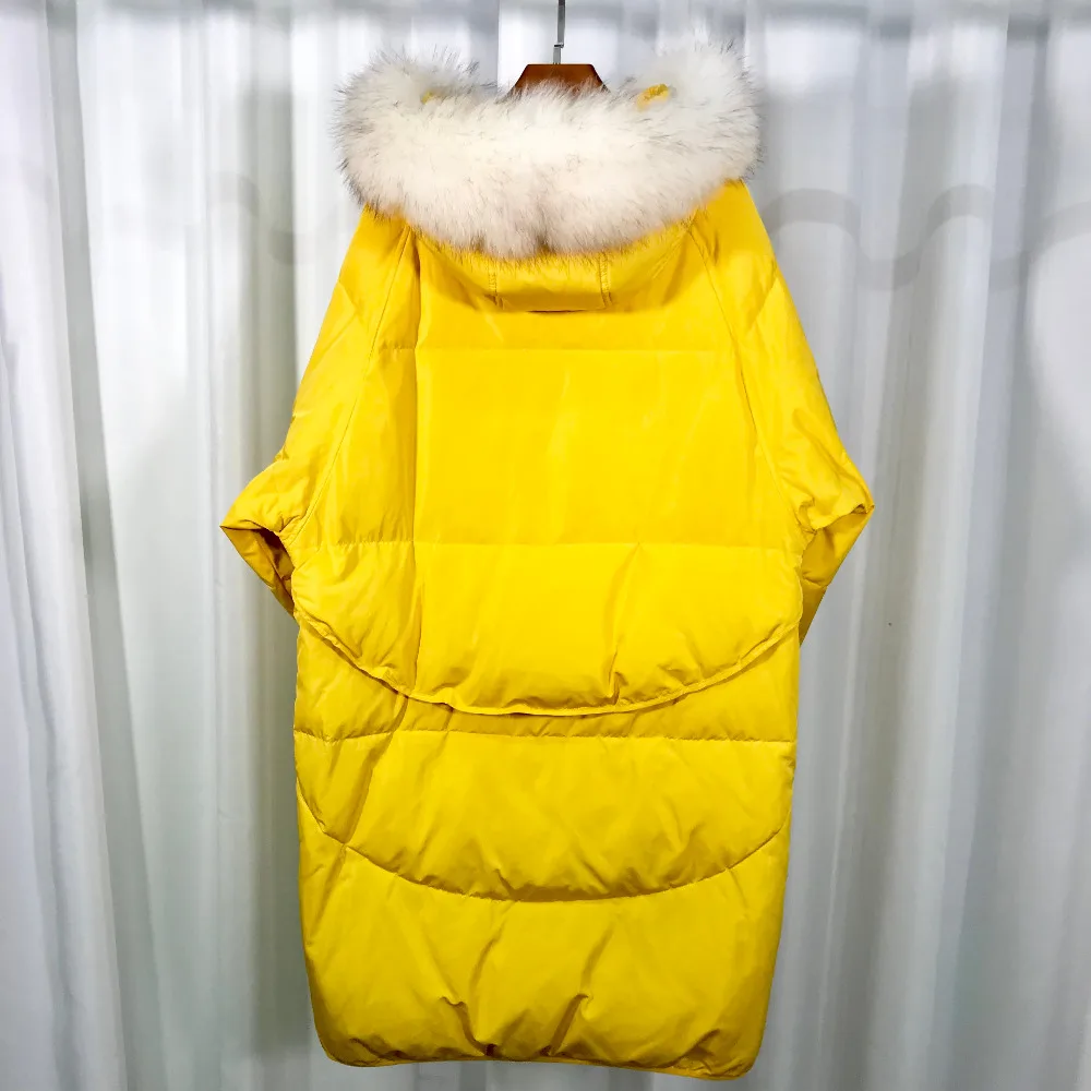 Chaud Veste Lâche Femelle Canard À Naturel Raton Laveur Long Jaune Down Duvet Femmes Bas Vers Capuchon 2018 De Blanc Hiver Le Manteaux Réel Parkas Fourrure U5F6wxHqA