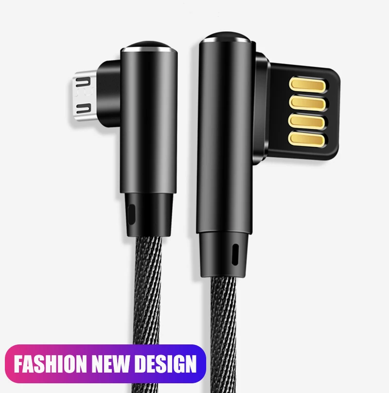 Micro USB кабель 2A быстрое зарядное устройство USB шнур 90 градусов локоть нейлон плетеный кабель для передачи данных для samsung Xiaomi huawei Honor Android телефон