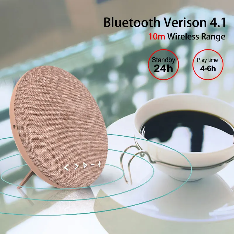 Тканевый Bluetooth динамик портативный беспроводной круглый громкоговоритель звук с поясом 4000 мАч книжная полка для помещений музыка TF AUX звуковая коробка