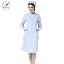 Новая униформа медсестры длинный халат для женщин Зимний медицинский полный длины поли хлопковое для спа косметолога ветеринарная рабочая одежда униформа медсестры