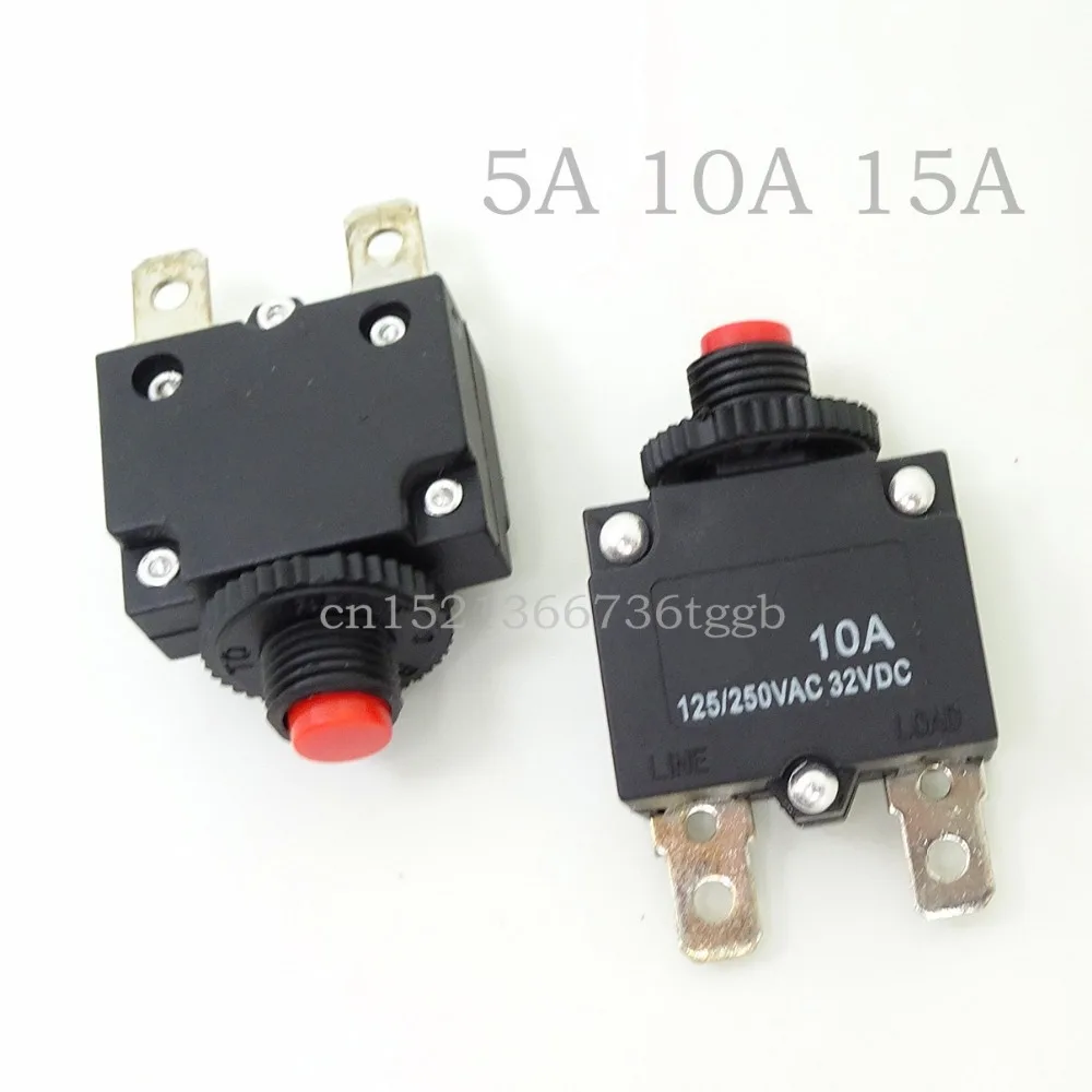

5PCS Power Overload Protector Overload Switch Overload Protector 5A10A15A Overcurrent Protector Cutout Overload Protection