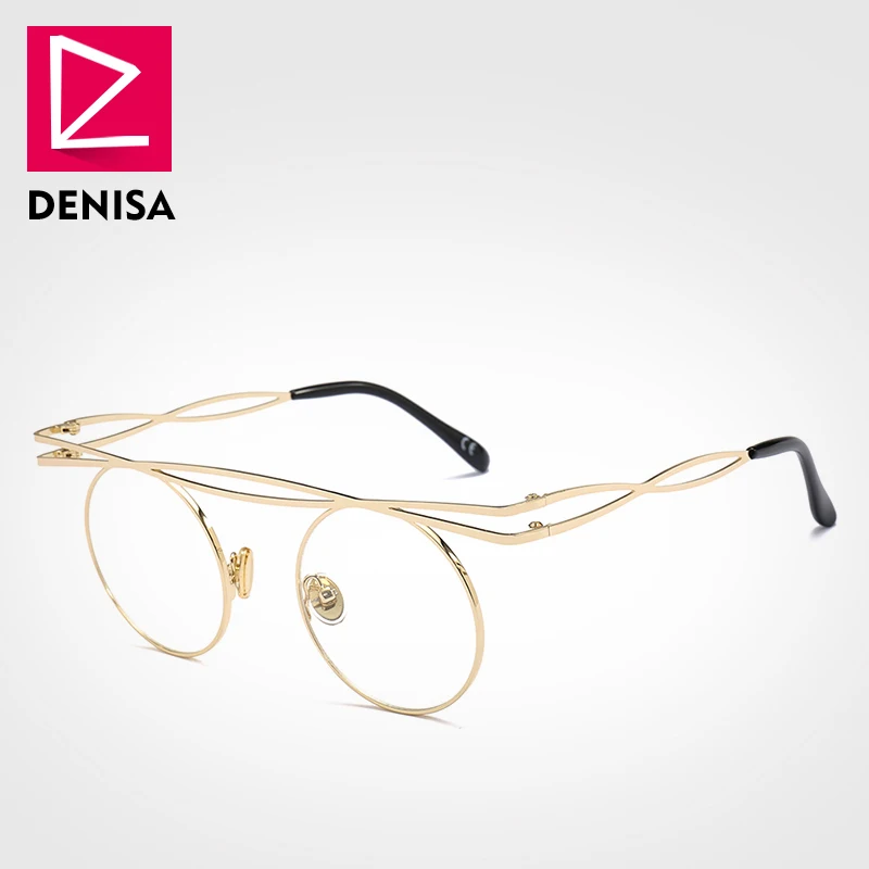 DENISA, люксовый бренд, стимпанк, маленькие круглые солнцезащитные очки для женщин, Модные Винтажные красные солнцезащитные очки для мужчин, UV400, lunette de soleil, G23027 - Цвет линз: Clear Sunglasses
