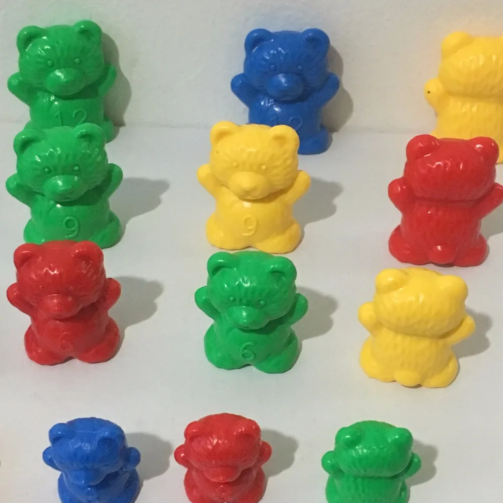 Для детей раннего обучения Развивающие игрушки Монтессори счетчик игрушка комплект на всю семью медведя, 4 цвета, 4 размера, S, M, L, 96 шт./пакет с обучающих карточек