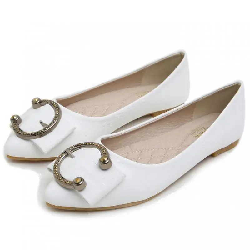 

34~43 Plus Size Women Pointed Toe Flats Ladies Slip On Loafers Womens Leather Moccasins Single Shoes Ballet Flat Shoes Woman