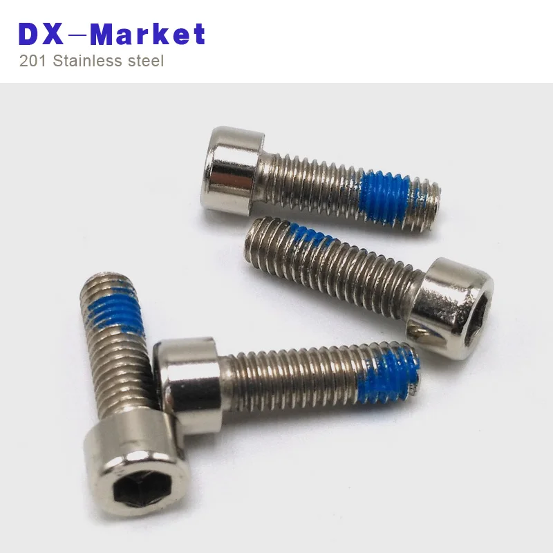 

M5 , 50pcs , 201 stainless steel hexagon socket screw metric thread , nylok finished , glue surface fasteners treatment bolt