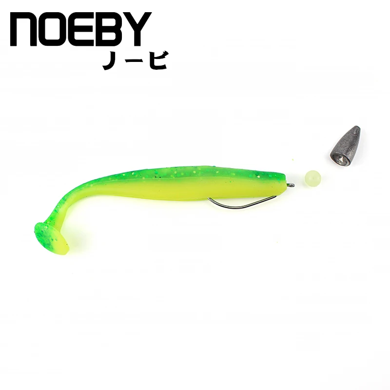 NOEBY 6 шт./лот Мягкая приманка на окуня Т образный хвост червь высокое качество