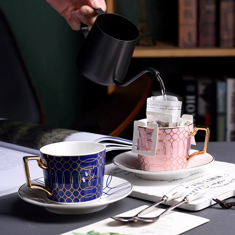 

British Coffee Cup Set Ceramic European Style Small Luxury Afternoon Tea Scented Tea Black Tea Cup Water with Water Cup