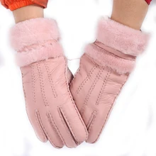 Женские перчатки из натуральной овечьей кожи и натурального овечьего меха, женские перчатки высокого качества, зимние теплые перчатки, 6 цветов, новинка, женские mz056