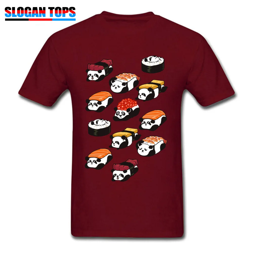 Men Designer Europe T Shirt Crewneck Labor Day Cotton Fabric T-shirts Summer Short Sleeve Sushi Panda Tops Shirts Sushi Panda maroon