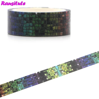 

Ransitute R459 Personality Mosaic Japan Pocket Washi Tape Gift Box Color Masking Tape Decoration Detachable Sticker