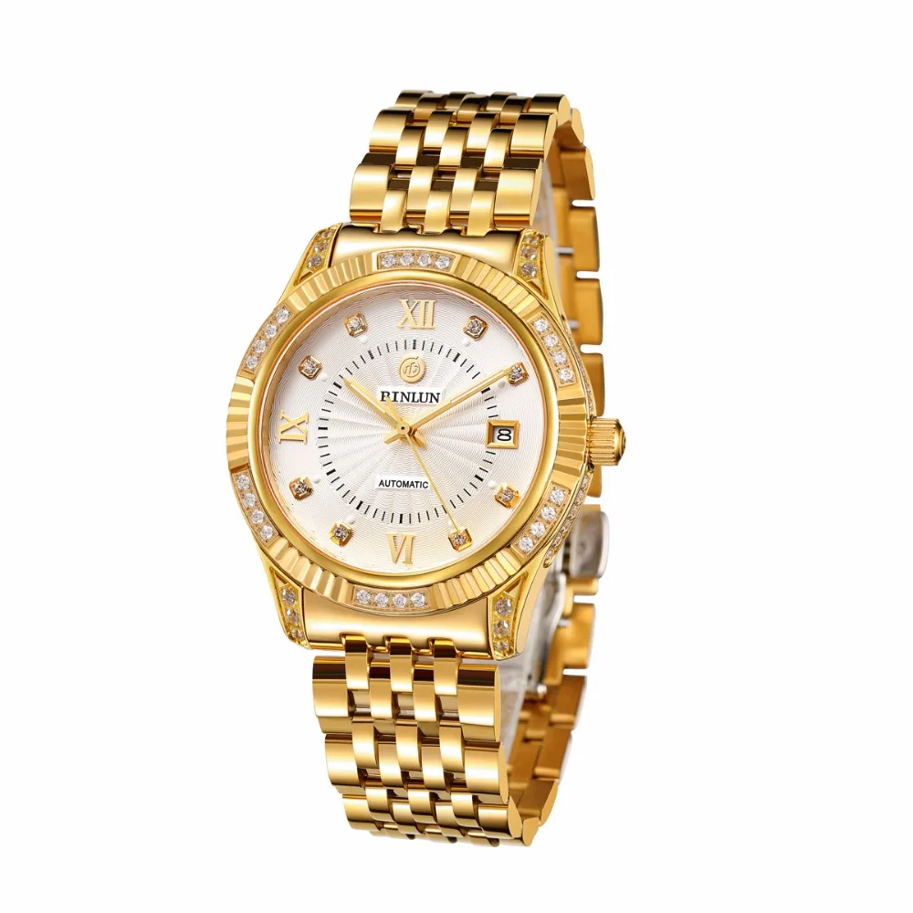 BINLUN 18K Gold Luxury Watch Men's Watches Top Brand Male Automatic  Mechanical wristwatch Diamonds Waterproof Business relogio