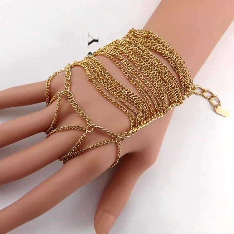 

NEW European Fashion Women metal bracelet Finger bracelet chain glove Girl Gothic new age punk jewelry