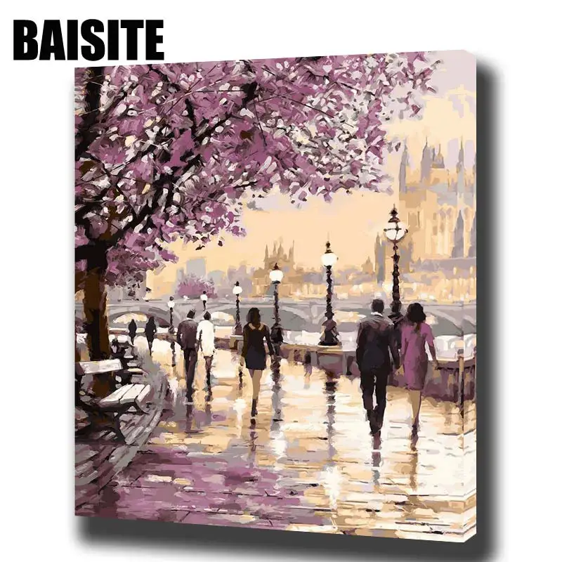 

BAISITE DIY Framed Oil Painting By Numbers Landscape Pictures Canvas Painting For Living Room Wall Art Home Decor E721