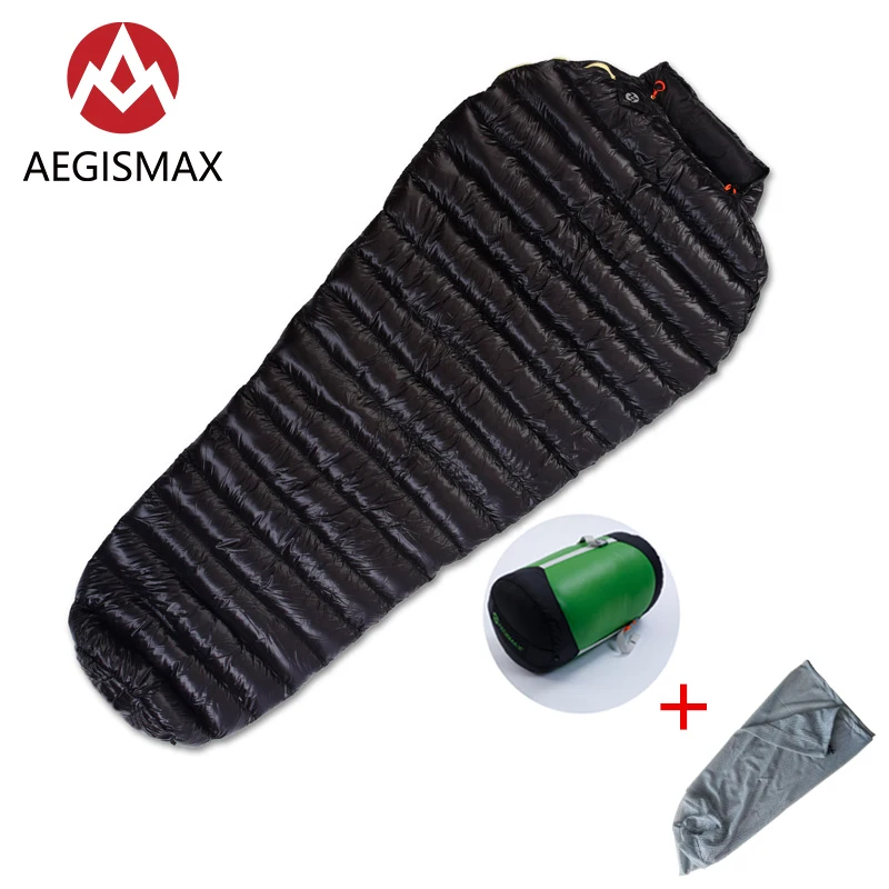 

AEGISMAX M2 Long Blue/Black Outdoor Camping Goose Down Mummy Sleeping Bag Adult Spring Autumn Nylon Sleeping Bag