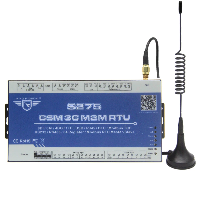 

S275 GSM M2M RTU IOT Device Remote Control Alert Data Acquisition For Base Transceiver Stations Smart Meter PLC