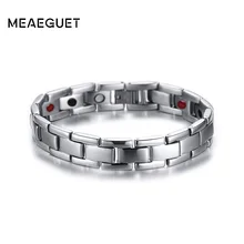 Meaeguet, 12,5 мм, серебряный цвет, нержавеющая сталь, забота о здоровье, браслет на запястье, магнит, германиевый браслет, мужские ювелирные изделия
