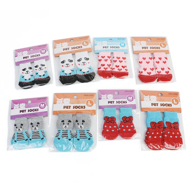 Cute Puppy Dogs Pet Knits Socks Anti Slip Skid Bottom Puppy Pet Dogs