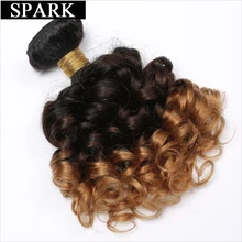 Spark 1b/4/27 Ombre Peruvian Bouncy Curly Hair 1 Piece 3 Tone Remy Human Hair Extensions 8″-26″ Hair Weave Bundles Free Shipping
