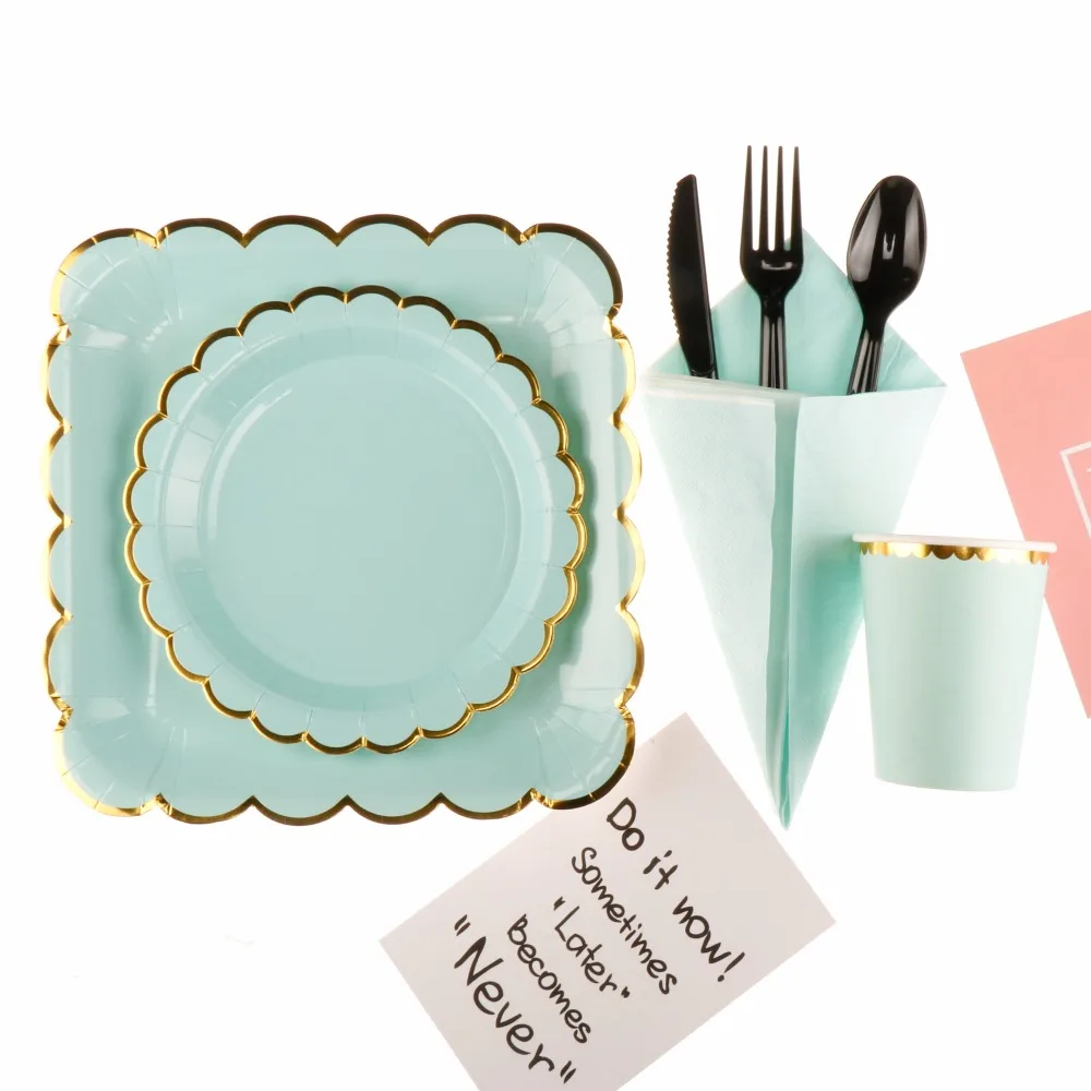 

Riscawin Mint Green Paper Plate Birthday&Wedding Party Decoration For 10 Packs Disposable Tableware Set Baby Shower Supplies