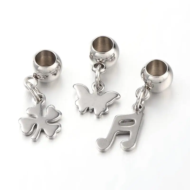 

Mixed Shape of Random 304 Stainless Steel European Large Hole Dangle Beads, Stainless Steel Color, 19~24mm, Hole: 4mm
