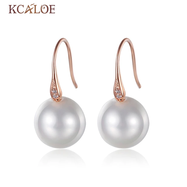 Kcaloe White S Pearl Earrings Fashion Hanging Short Rose Gold Kcaloe White S Pearl Earrings Fashion Hanging Short Rose Gold Color Wedding Jewelry Round Ball Pearls
