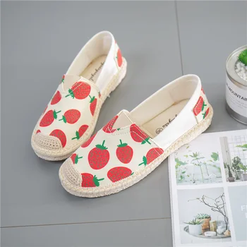 

Woman Cloth Shoes Strawberry Pineapple Cherry 2019 New Fashion Soft Sole Working Summer Lazy Shoes Ladies Fisherman Flats 35-40