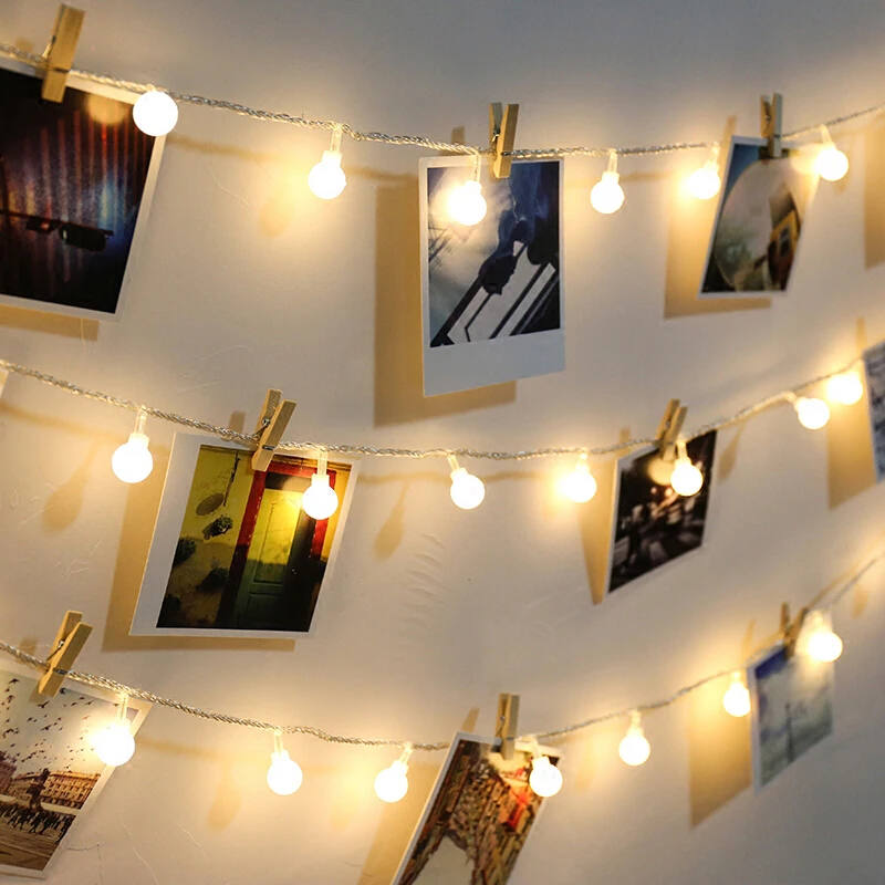 Photo Collage Clips String Lights Wall Hanging Photo Wall Starry Light