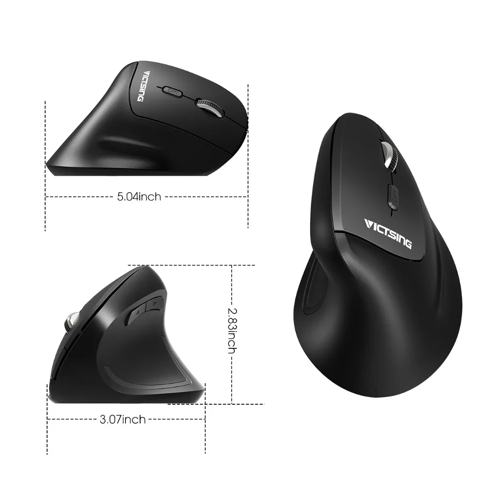 VicTsing 2.4G Wireless Mouse High Precision Optical Gaming Mouse Vertical Ergonomic Mouse 6 Buttons for PC/Desktop/Laptop/Mac