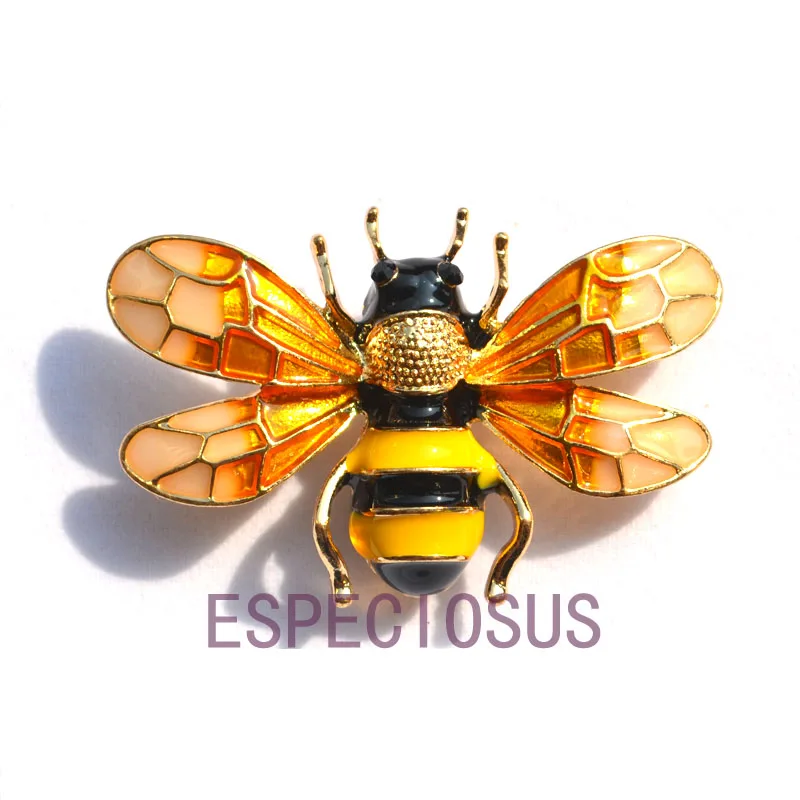 Elegant Pin Gold Color Women Gifts Cartoon Honeybee Breast pin Accessories Jewelry Yellow Color Painted Brooch Banking finish