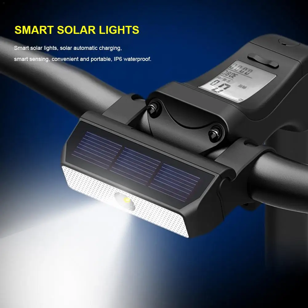 

Smart Solar Headlights Cycling Equipment IXP6 Waterproof Super Bright Solar USB Charging Headlight Bike Accessories