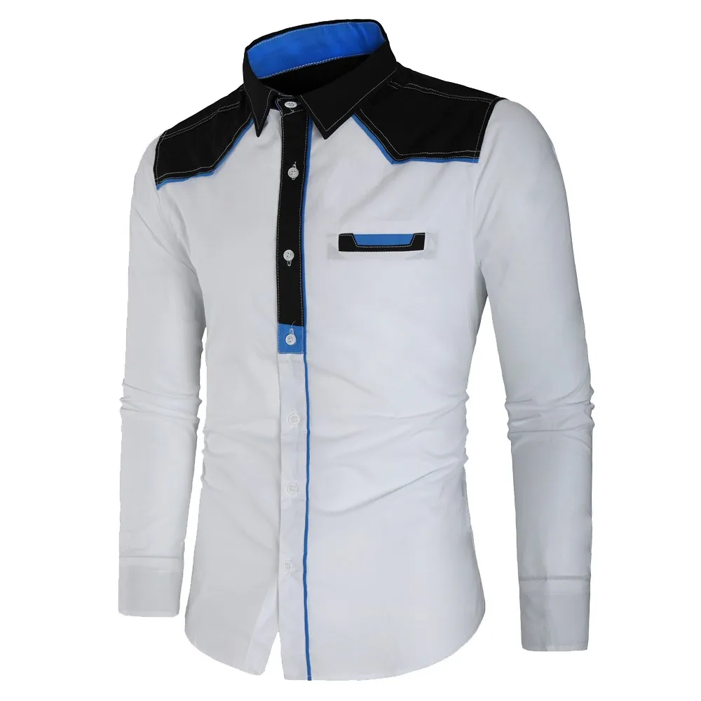 

JAYCOSIN New men's casual fashion business autumn and winter long-sleeved lapel Slim shirt tops drop shipping