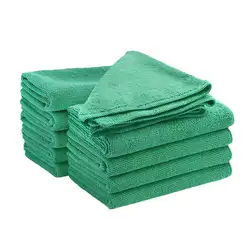 Ткань для посуды из микрофибры, большое плотное мягкое полотенце для чистки, упаковка из 10 единиц (10 зеленых 40x40 см)