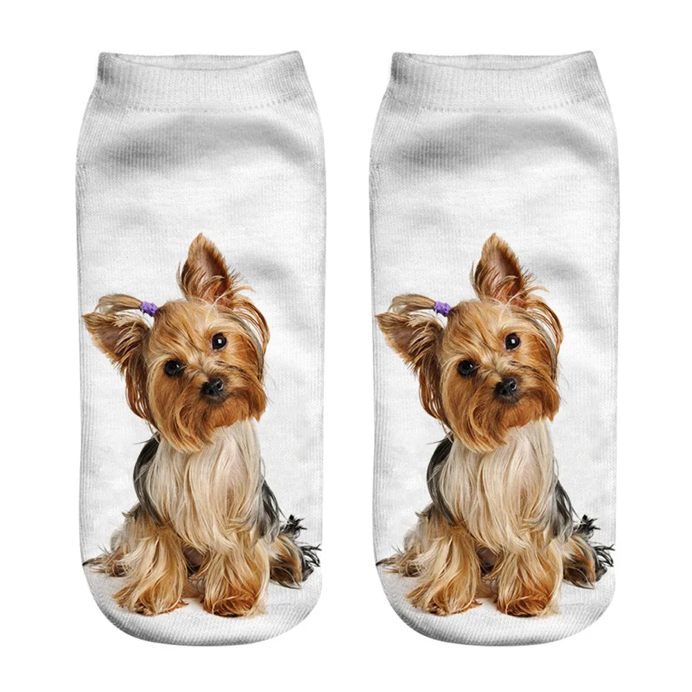 Популярные Смешные унисекс короткие носки Harajuku милые 3D с принтом собаки дышащий мультфильм укороченные носки Hipster Skatebord Повседневное носки# C7 - Цвет: K