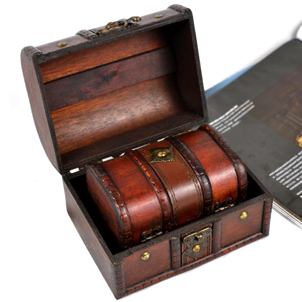 Коробка для хранения, настольная, винтажная, Пиратская корзина, шикарная, безделушка, античный сундук с сокровищами, компактный, ювелирный, органайзер, держатель, деревянный, классический