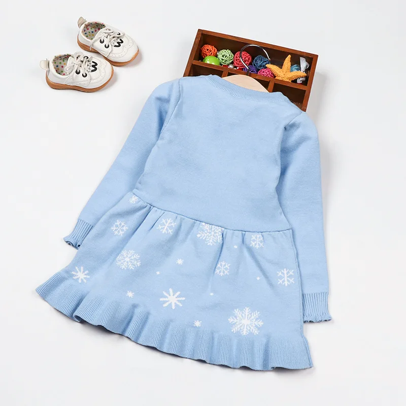 Осенний свитер для девочек; платье принцессы Эльзы Софии с вышивкой; Детский Зимний вязаный костюм; Рождественский наряд; милые рождественские свитера для девочек