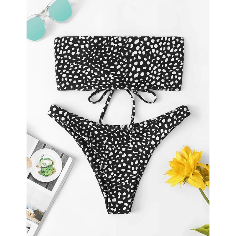 

2019 Leopard Print Knotted Women Bikini Swimwear Female Swimsuit Two-pieces Bikini set Brazilian Swim Wear Bather Bathing Suit
