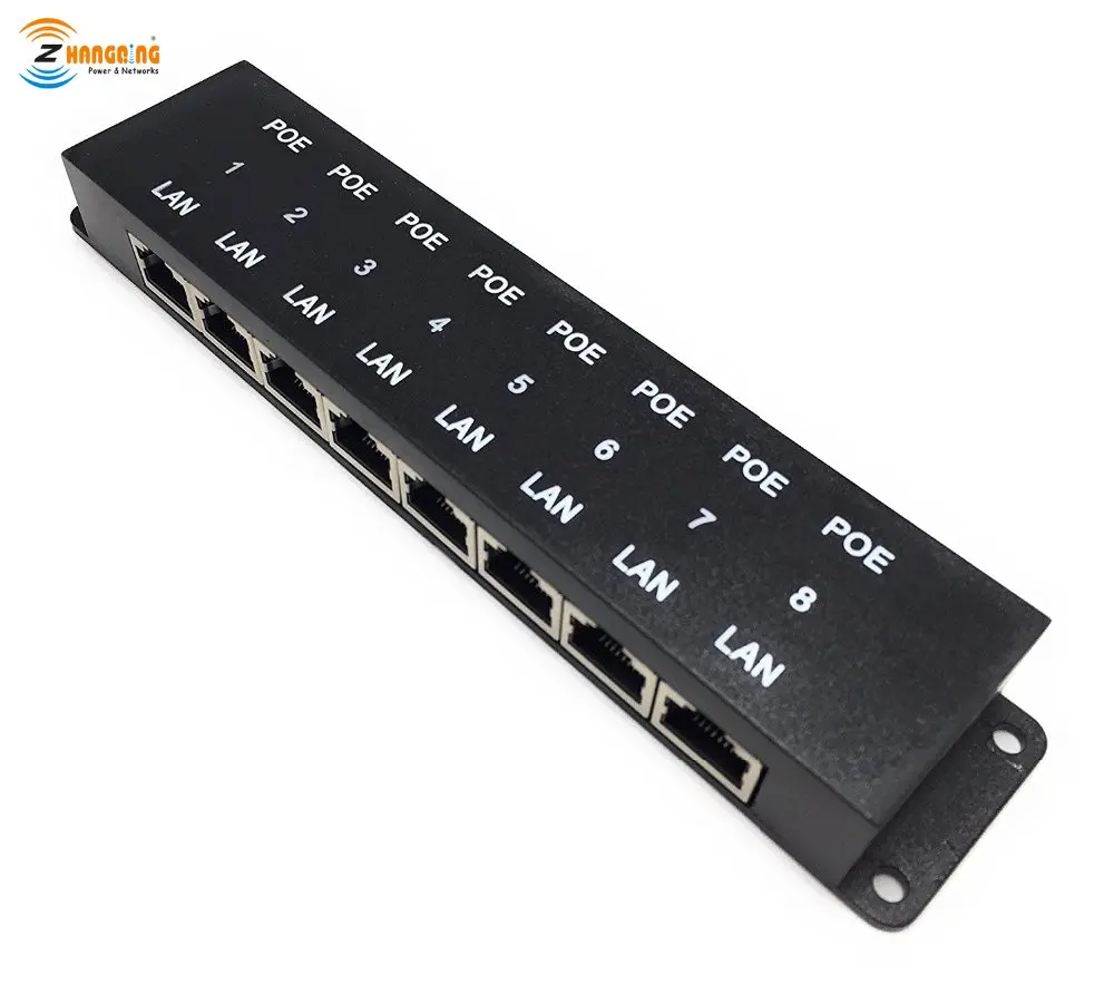 8 портов Пассивный POE инжектор безопасности питания по Ethernet PoE для CCTV сети Ubiquiti