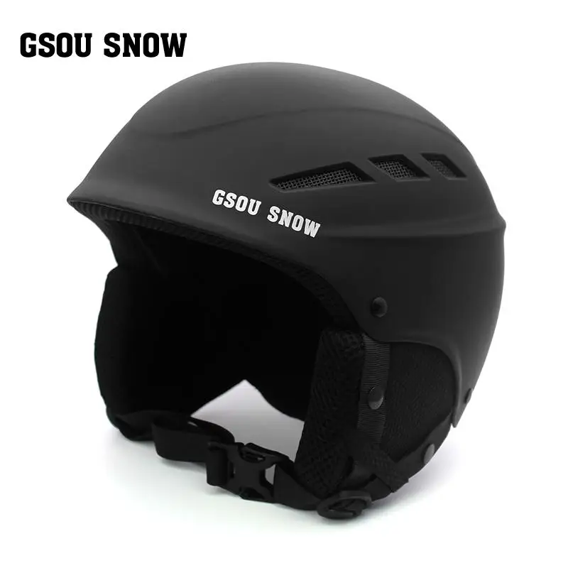 Gsou лыжный шлем PC+ EPS Сверхлегкий высококачественный шлем для сноуборда Мужской Женский Детский шлем для катания на коньках скейтборд лыжный шлем S/M/L - Цвет: Design 1 black